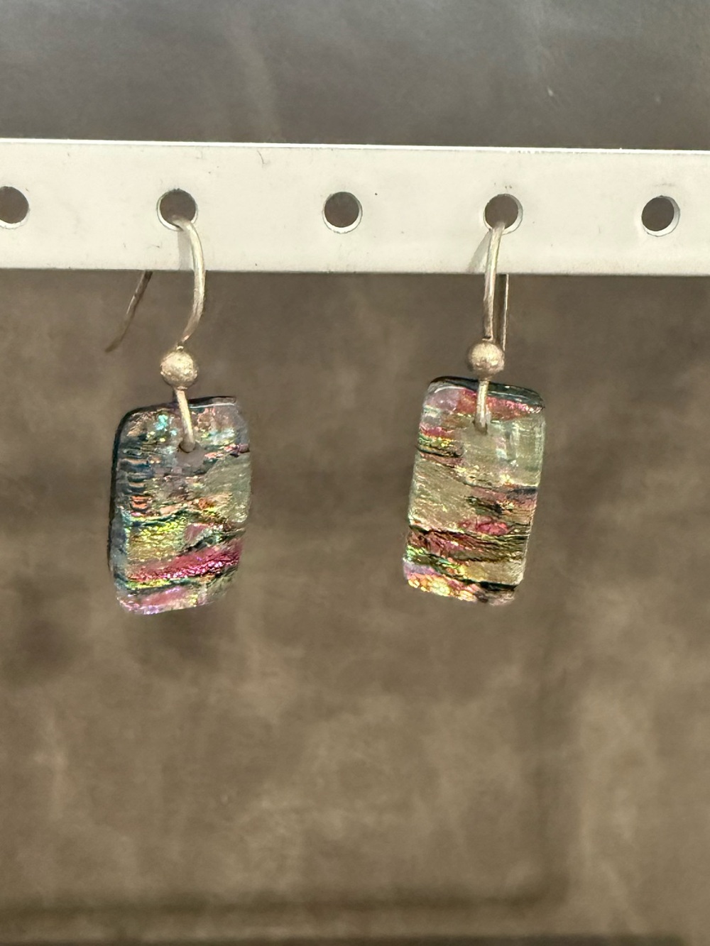 Multi-Color Dichroic Glass Drop Earrings